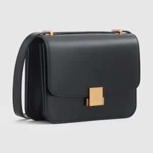 Quince Women's Italian Classic Leather Box Shoulder Bag Black Best Seller!